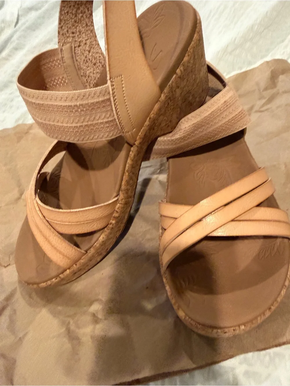 Skechers Women's Tan Strappy Elastic Back Sandals